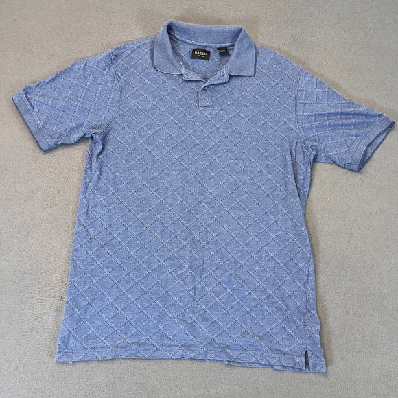 Haggar Mens Sz Large Polo Blue Golf Diamond Pattern Argyle Grandpa Dad Cotton - Picture 1 of 5